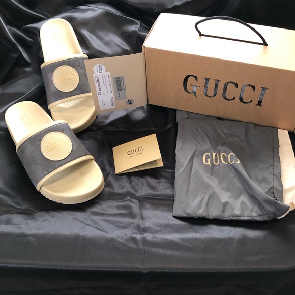 Gucci slides, tan/cream and gray size 11 mens. Brand new never worn. - Picture 5 of 8